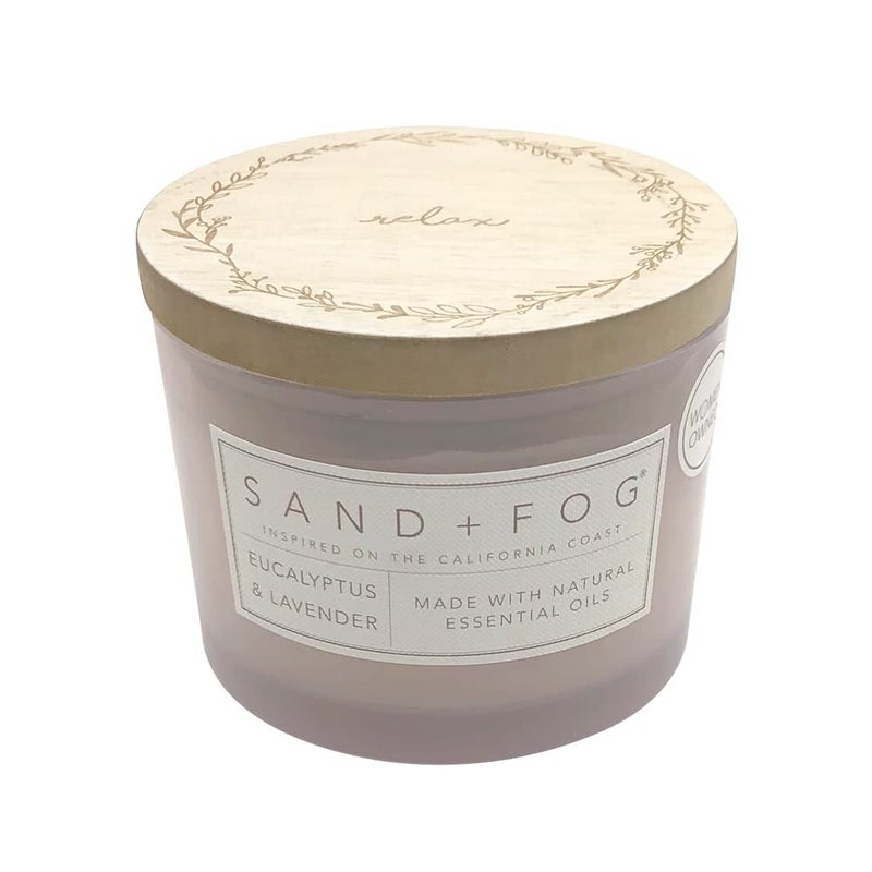 Sand + Fog Scented Candle - Eucalyptus Lavender - Additional Scents and Sizes - 100% Cotton Lead-Free Wick - Luxury Air Freshening Jar Candles - Perfect Home Decor - 12oz - Image 1